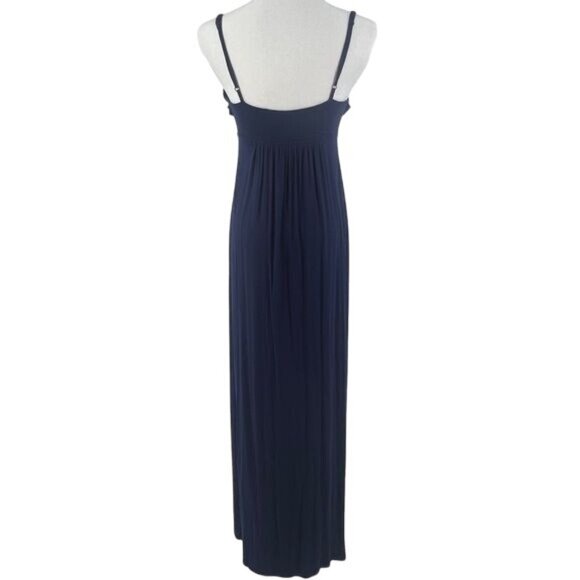 Navy Blue Boho Ruffle Hem Empire Waist Maxi Dress • Cottagecore Coquette Boho S - Picture 7 of 16